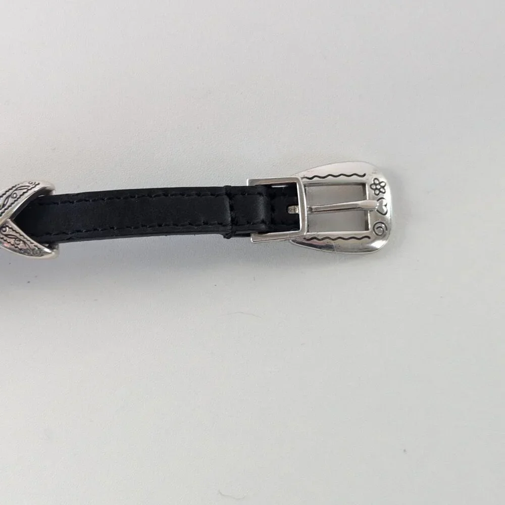 Brighton Black Kriss Kross Etched Bandit Bracelet Leather Adjustable Buckle